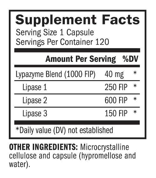 Lypazyme - Houston Enzymes Supplement facts